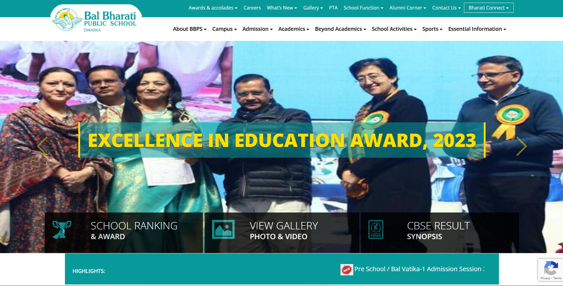 BBPS Dwarka website, home page