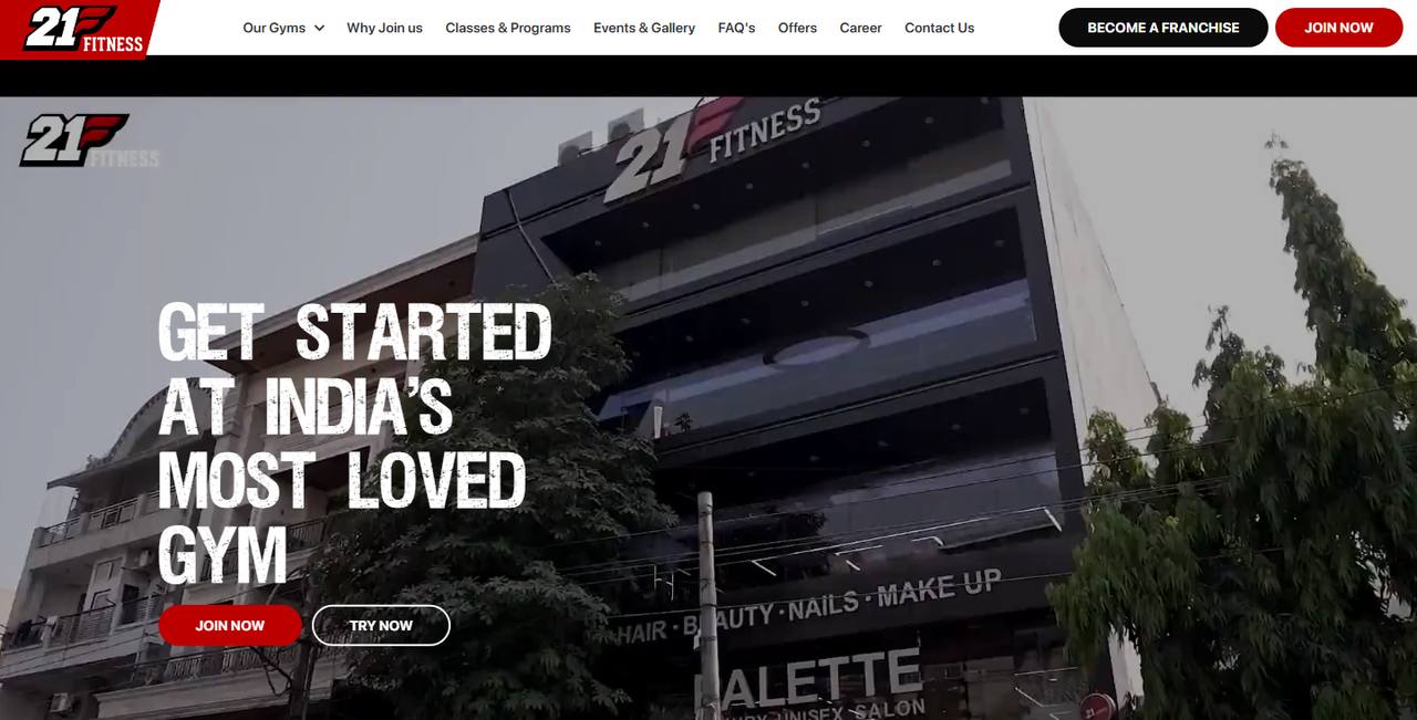 21 Fitness website homepage