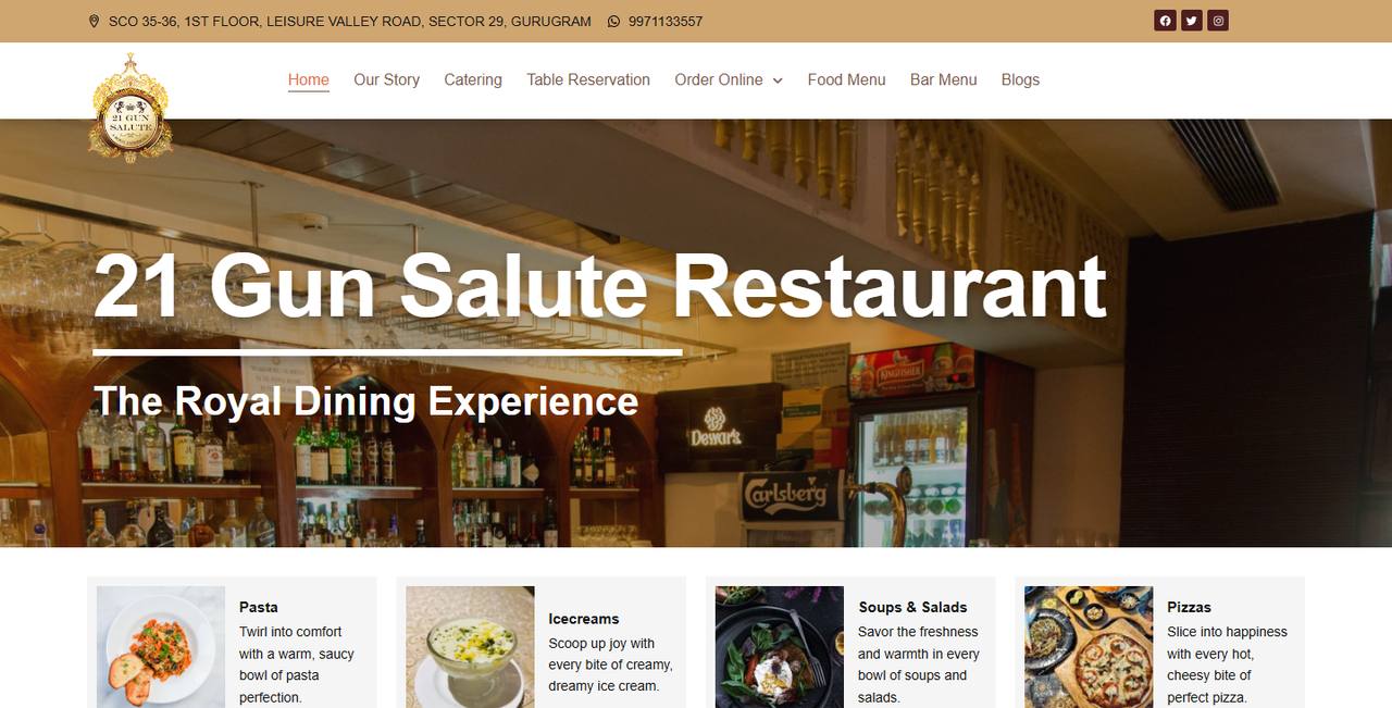 21 Gun Salute website homepage