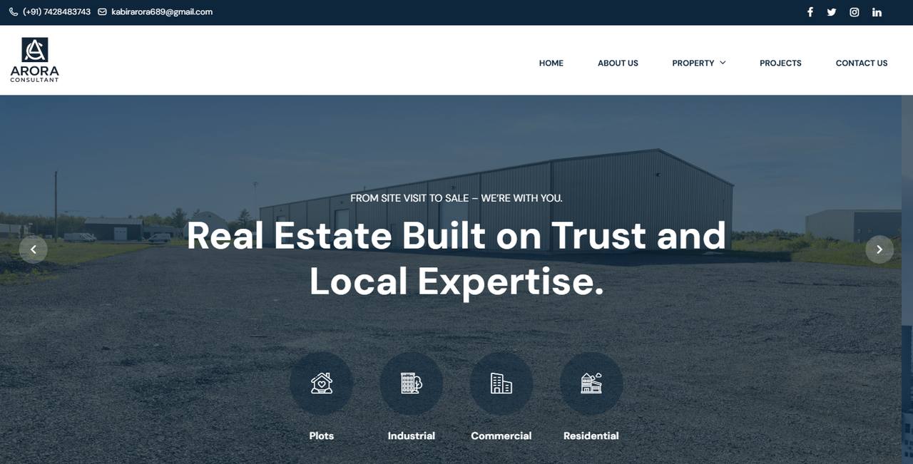Arora Consultant website homepage