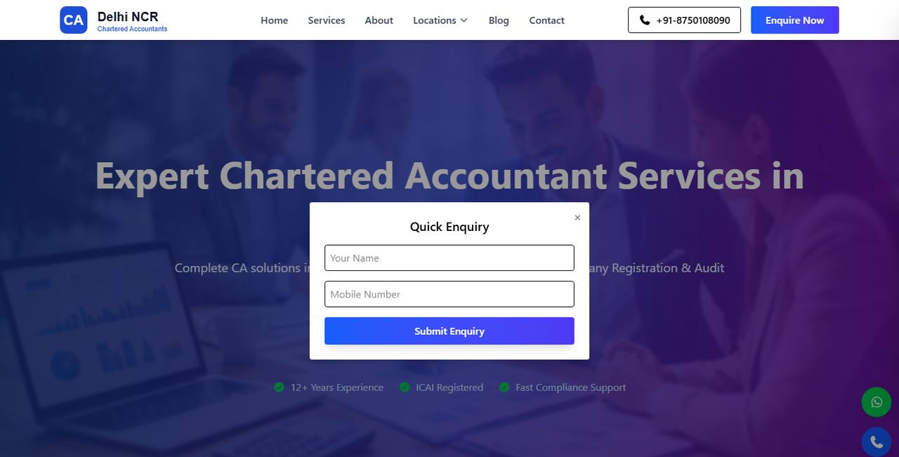 CA Delhi NCR website homepage