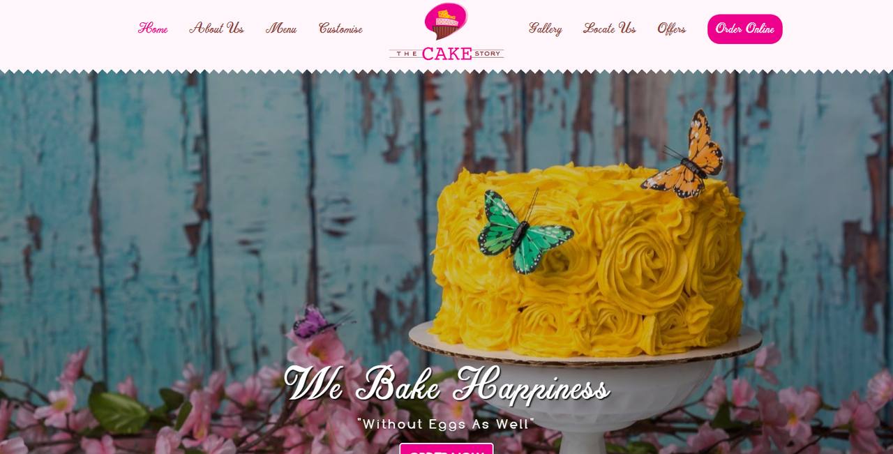 Cake Story website homepage