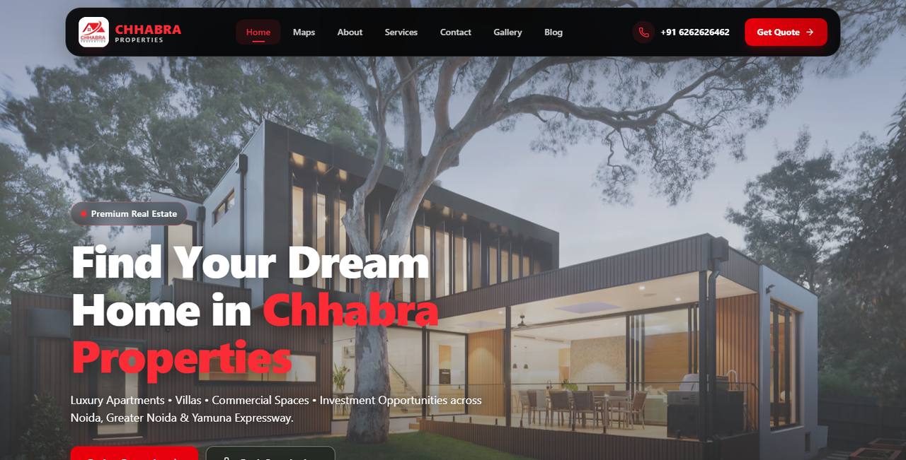 Chhabra Properties website homepage