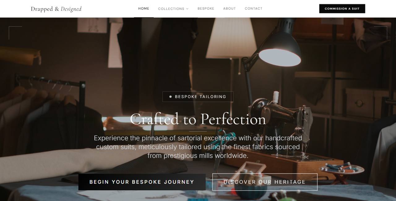 Drapped website homepage