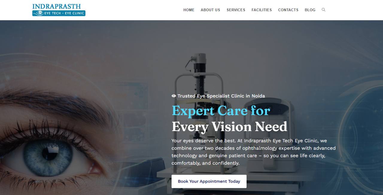Indraprasth Eye Tech website homepage