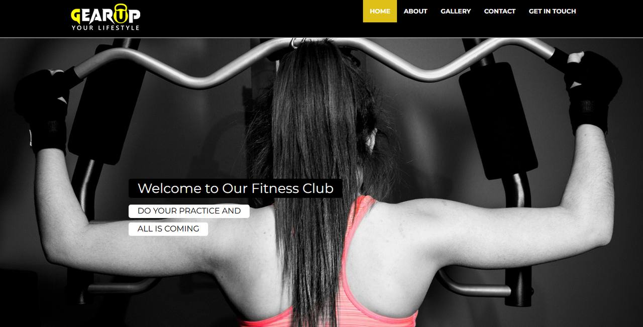 GearUp Luxury Gym website homepage
