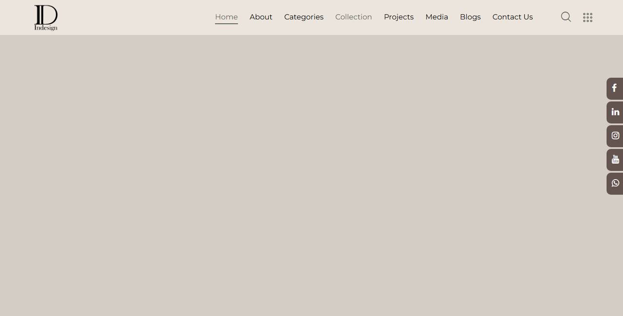 Indesign Furniture website homepage