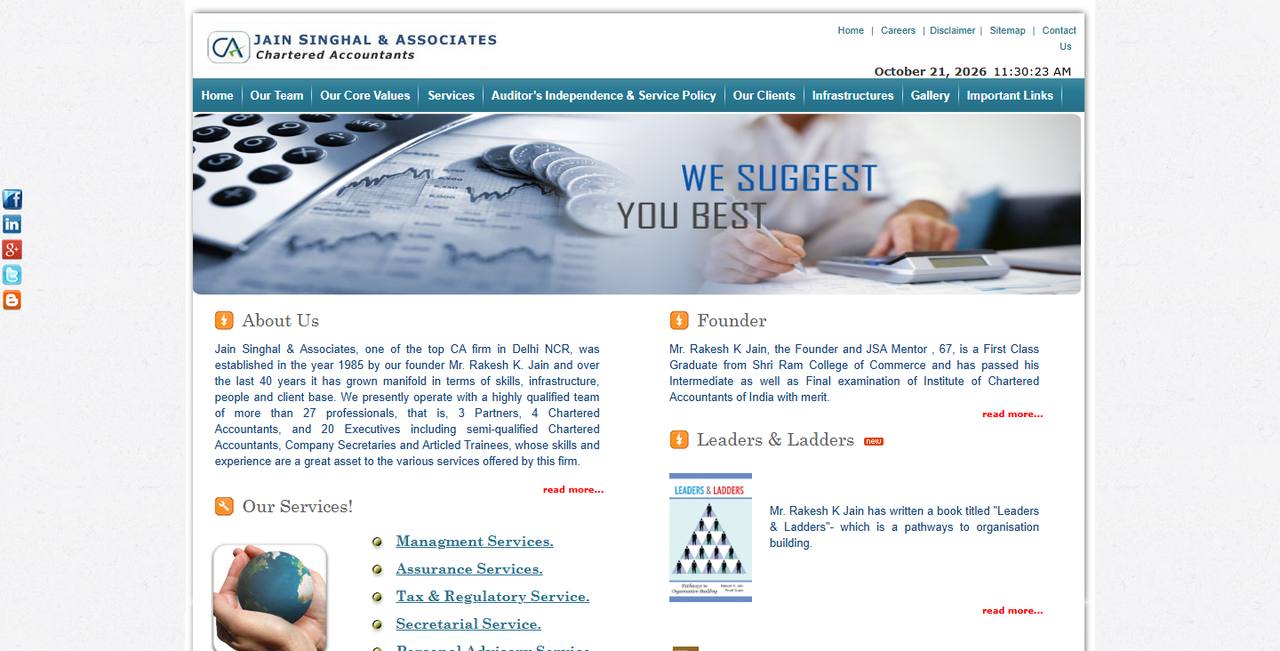 Jain Singhal & Associates website homepage