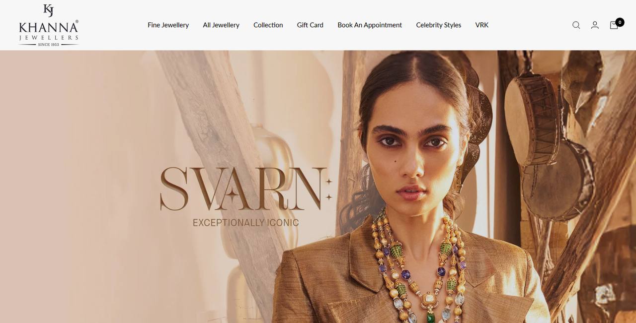Khanna Jewellers website homepage