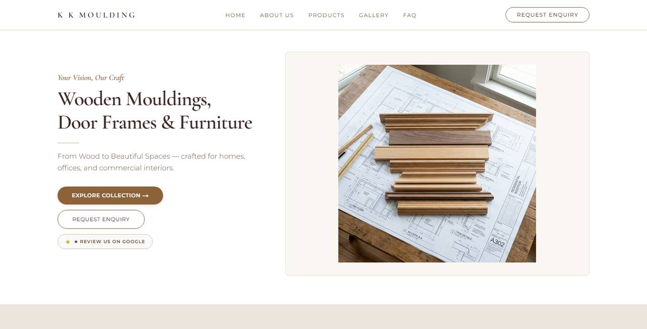 K K Moulding website homepage