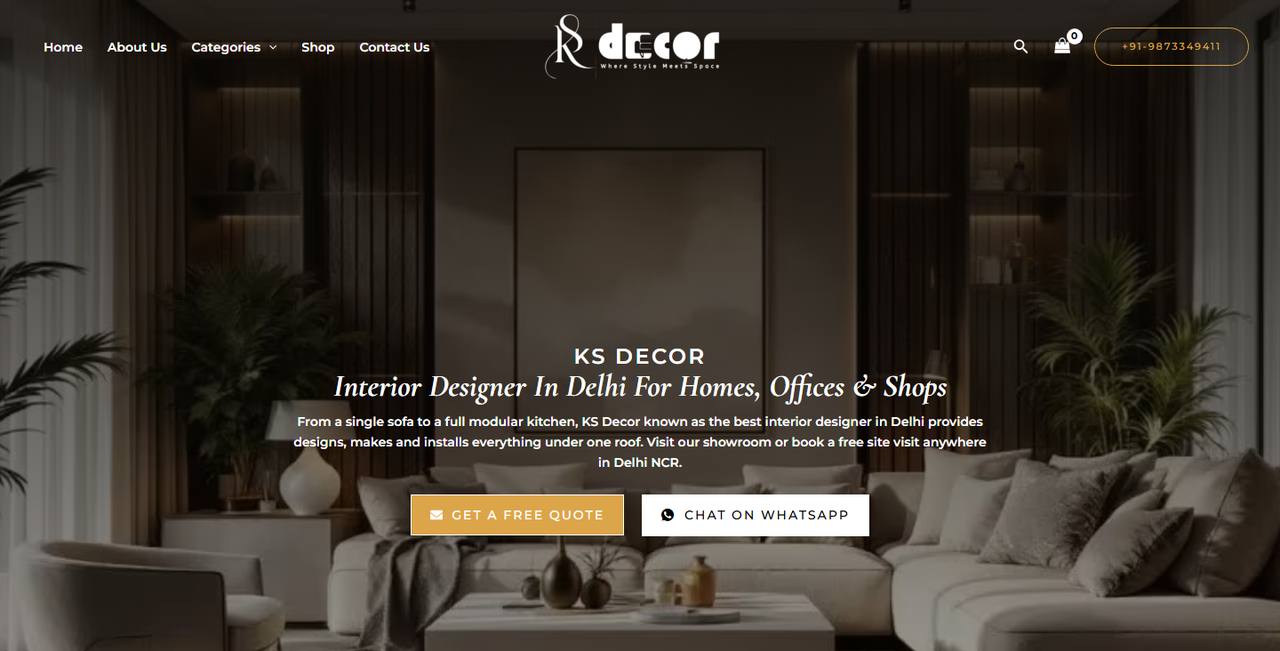 KS Decor website homepage