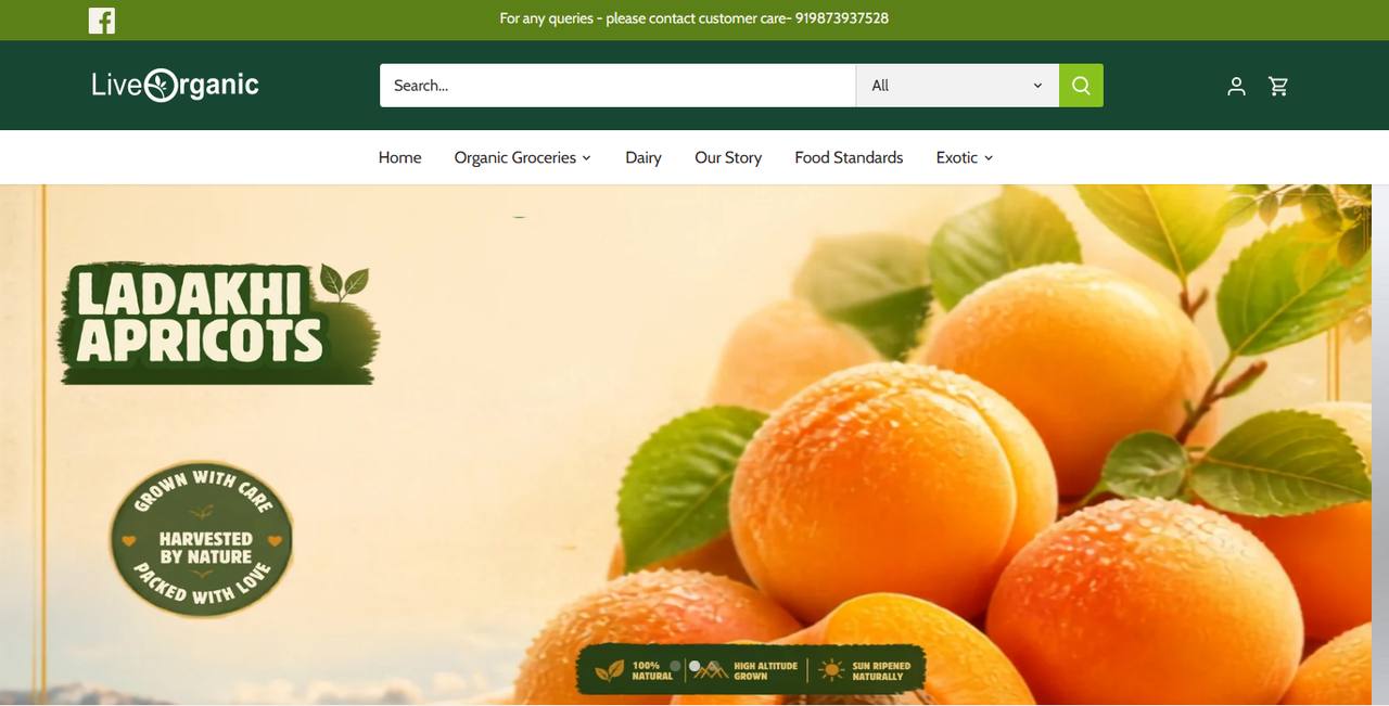 Live Organic website homepage