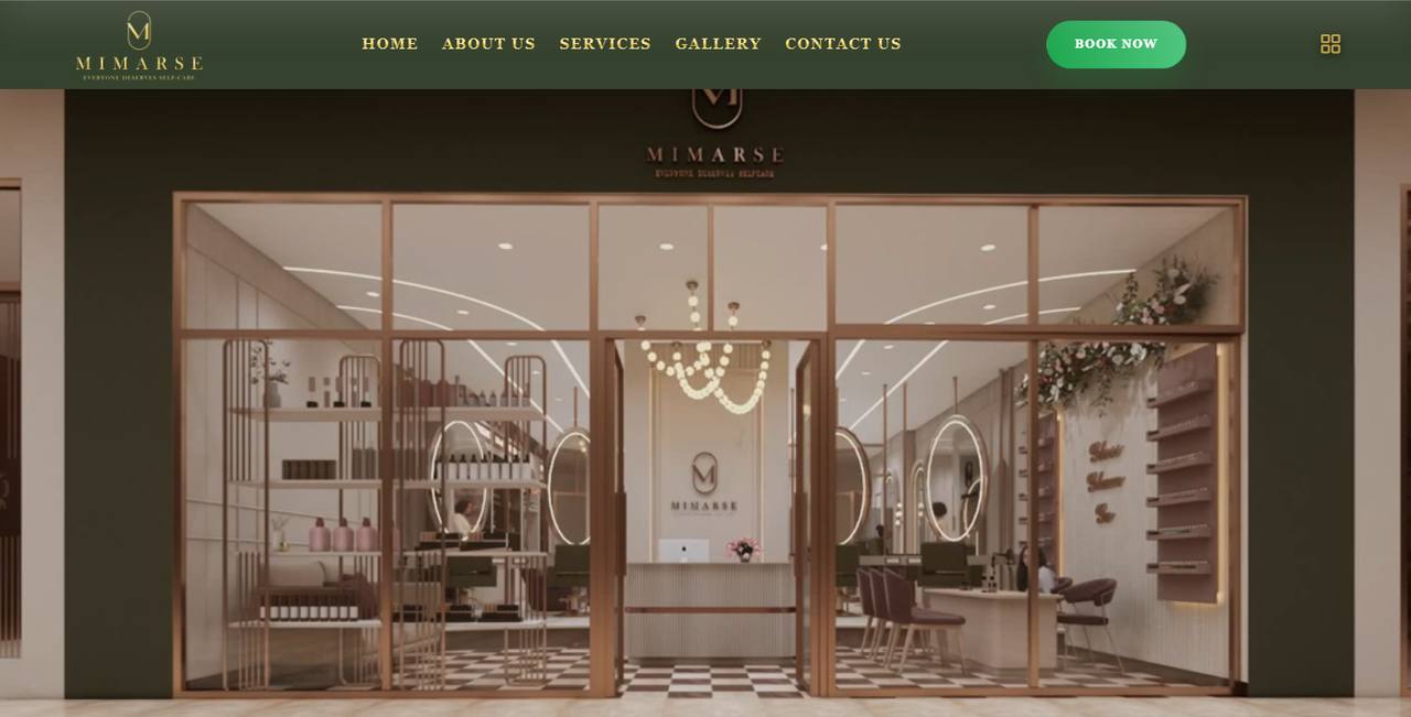 Mimarse Salon website homepage