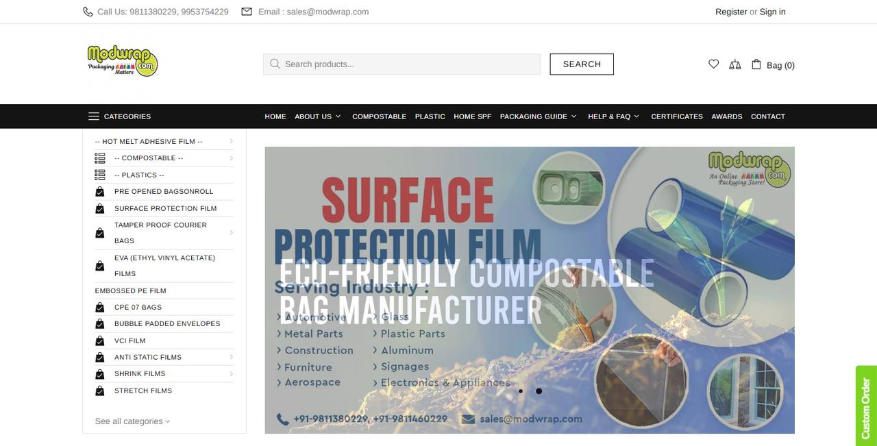Modwrap website homepage