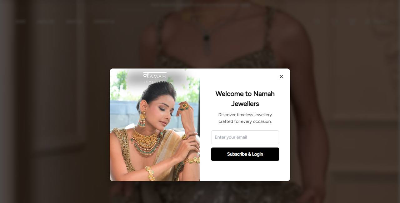 NAMAH Jewellers website homepage