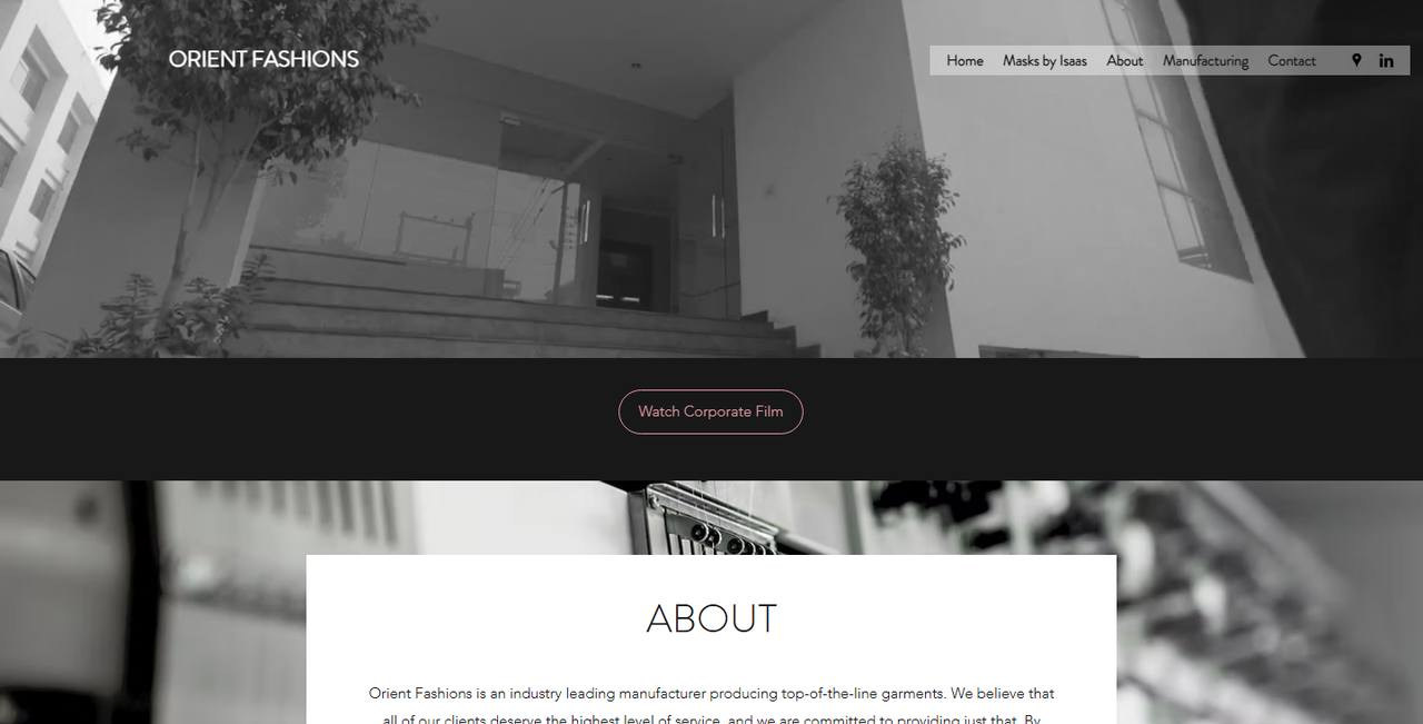 Orient Fashions Exports website homepage