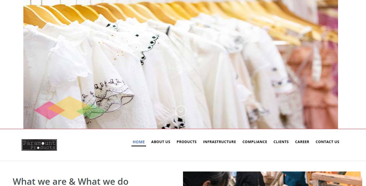 Paramount Products website homepage