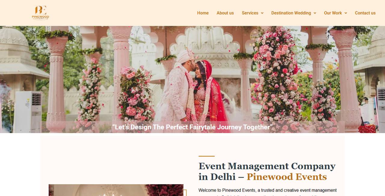 Pinewood Events website homepage
