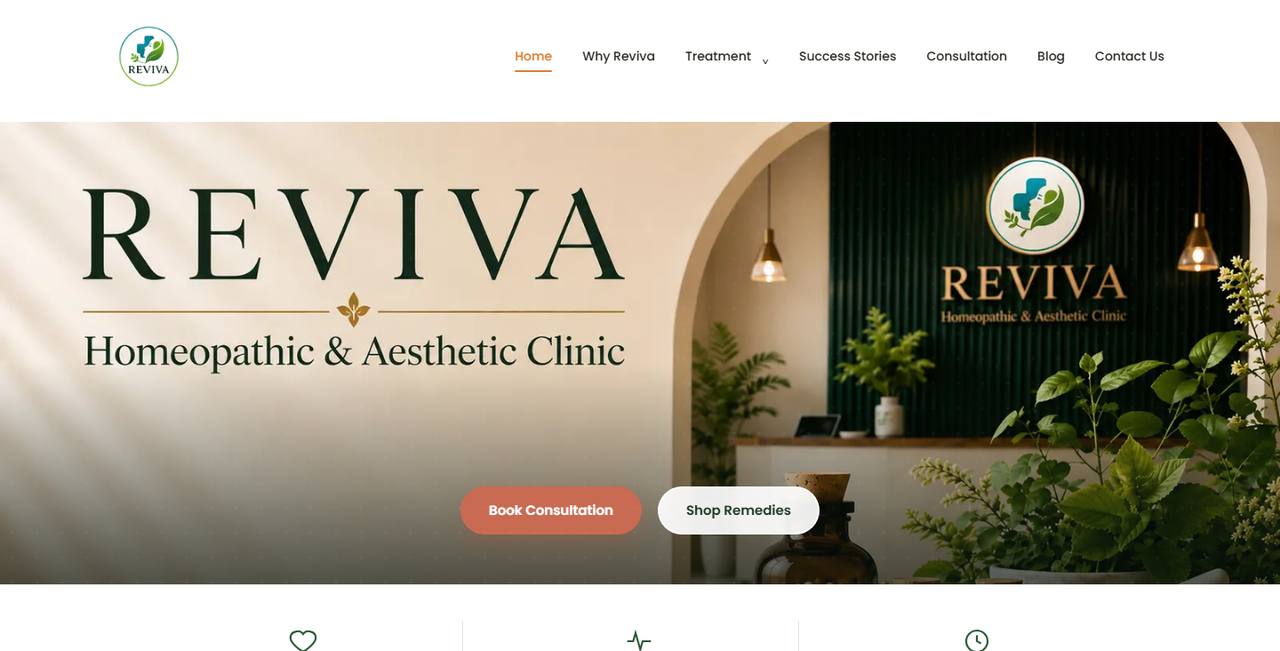 ReViva Homeopathic website homepage