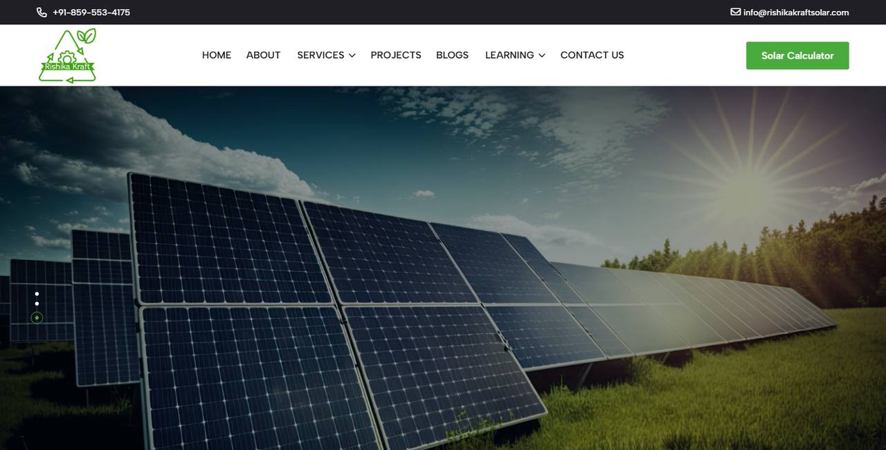 Rishika Kraft Solar website homepage