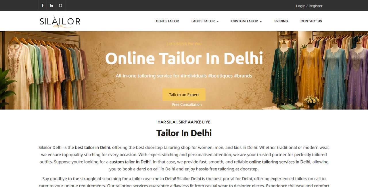 Silailor website homepage