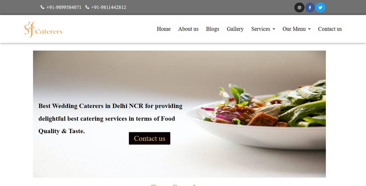 SJ Caterers website homepage