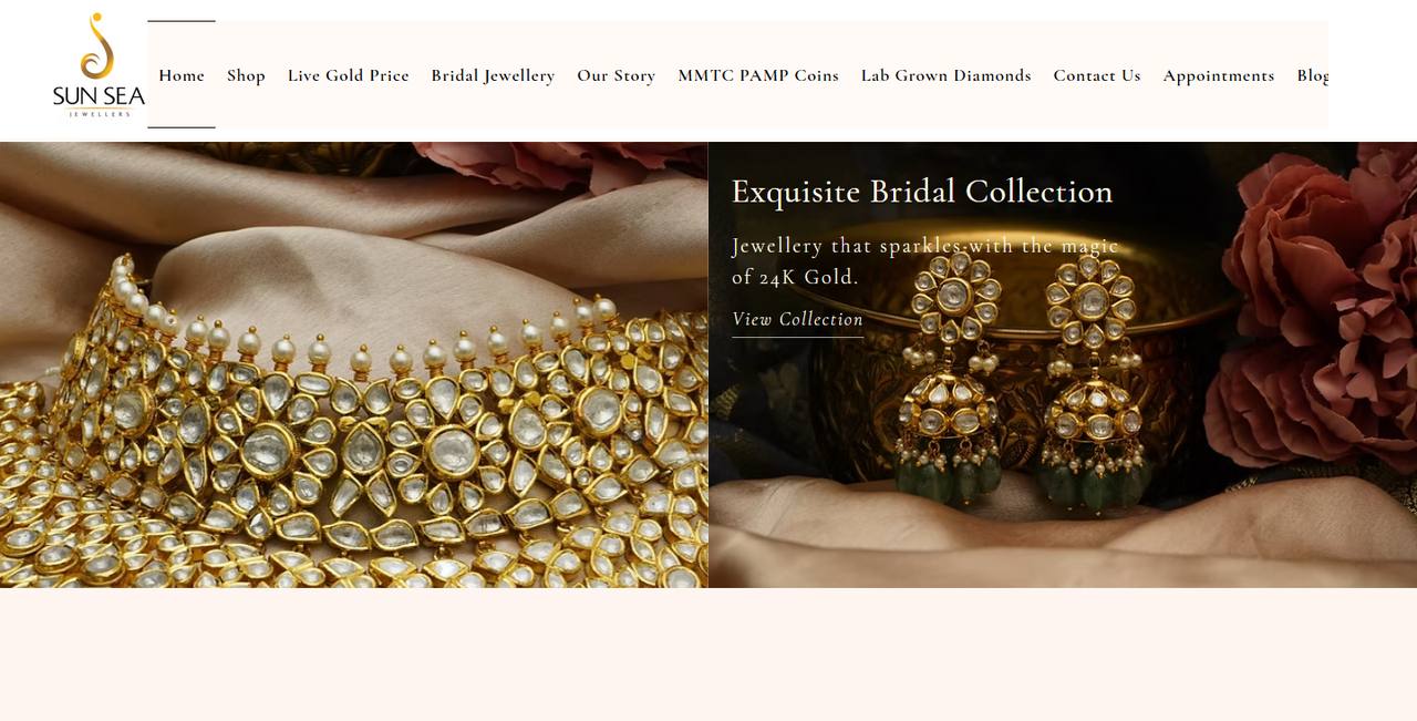 Sun Sea Jewellers website homepage