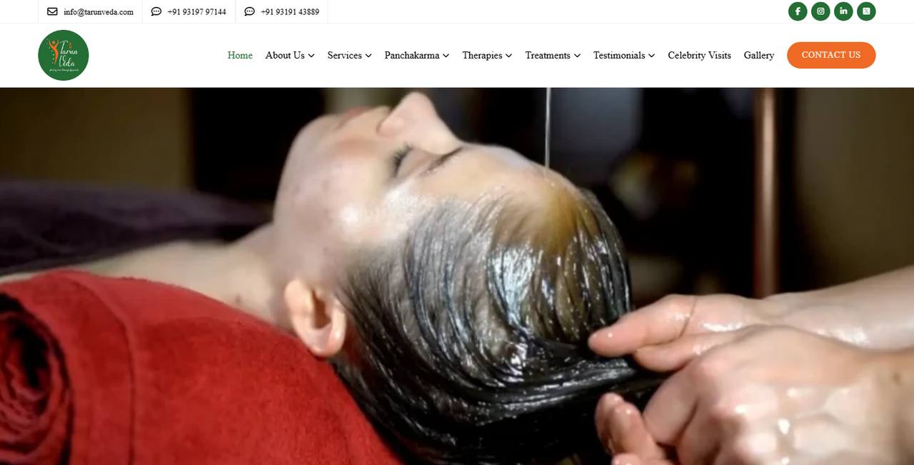 TarunVeda Ayurveda website homepage
