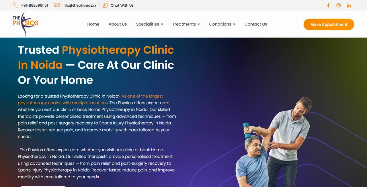 The Physios website homepage