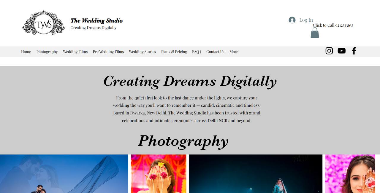The Wedding Studio website homepage