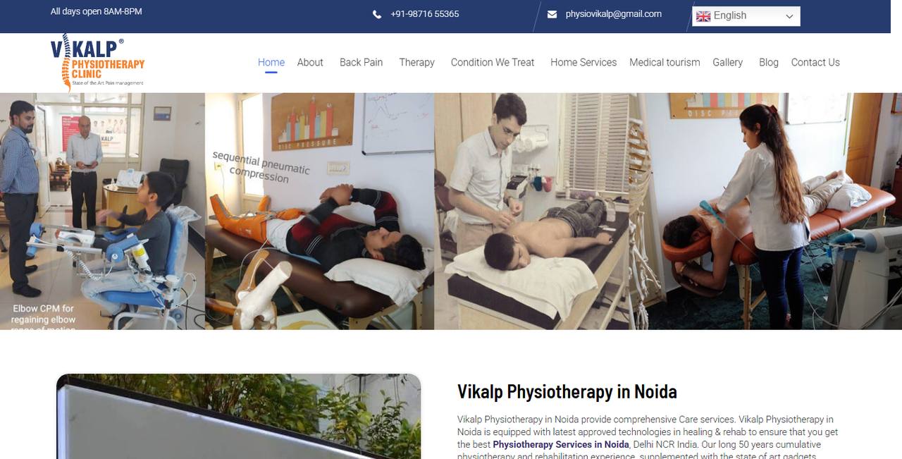 Vikalp Physiotherapy website homepage