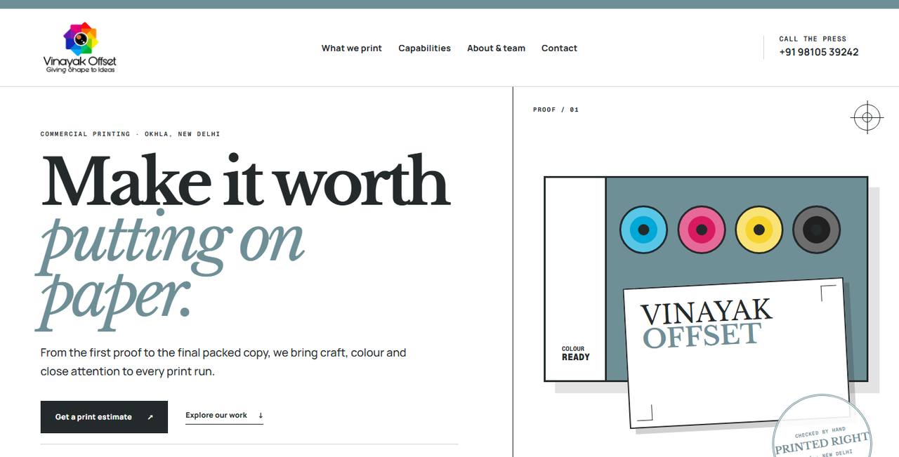 Vinayak Offset website homepage