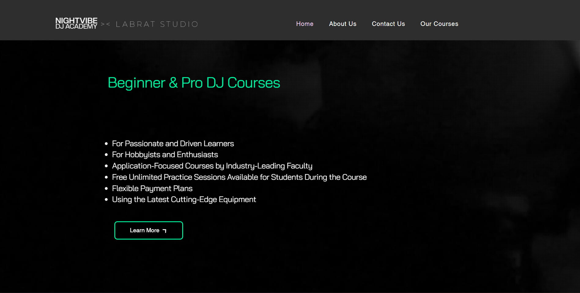 Night Vibe website homepage