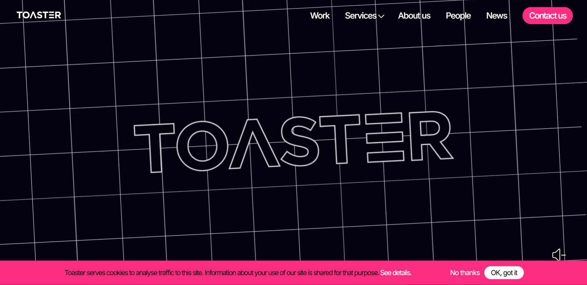 Toaster website homepage